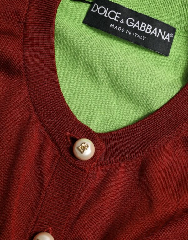 Dolce & Gabbana Elegant Silk Cardigan Sweater in Vibrant Tones - Image 7