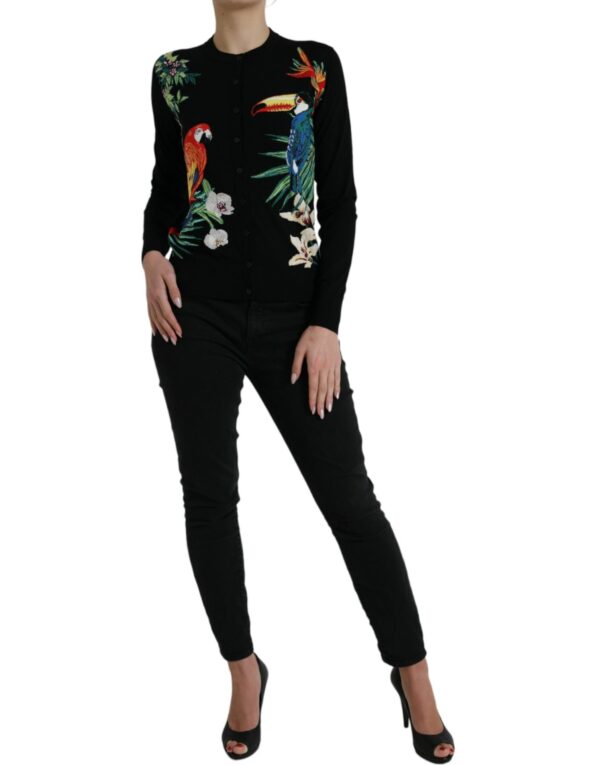 Dolce & Gabbana Elegant Wool Silk Printed Cardigan Sweater - Image 2