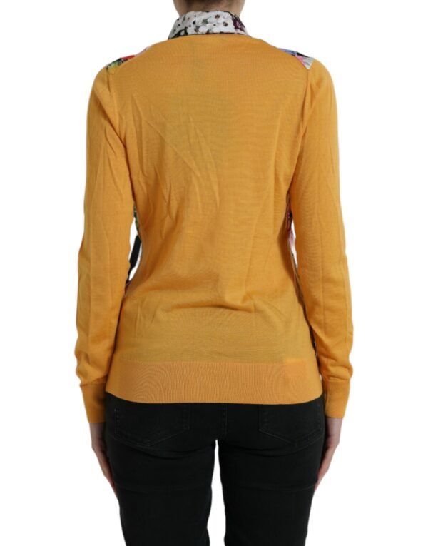 Dolce & Gabbana Elegant Patchwork Henley Silk Blend Sweater - Image 3