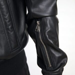 Dolce & Gabbana Elegant Black Leather Bomber Jacket