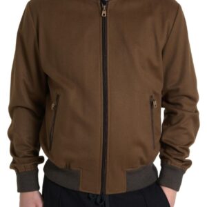 Dolce & Gabbana Elegant Brown Cashmere Bomber Jacket