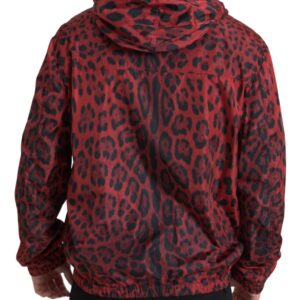 Dolce & Gabbana Red Leopard Hooded Bomber Jacket