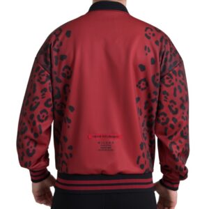 Dolce & Gabbana Red Leopard Print Bomber Jacket