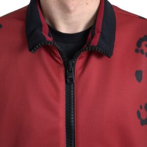 Dolce & Gabbana Red Leopard Print Bomber Jacket