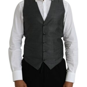 Dolce & Gabbana Gray Wool Formal Dress Waistcoat Vest