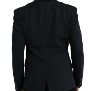 Dolce & Gabbana Dark Blue Cotton Single Breasted Coat Blazer