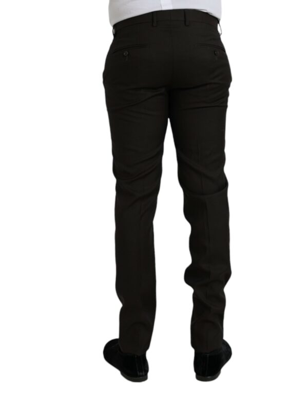 Dolce & Gabbana Dark Brown Wool Slim Fit Formal Pants - Image 3