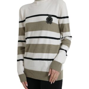 Dolce & Gabbana Italian Striped Wool Turtleneck Sweater