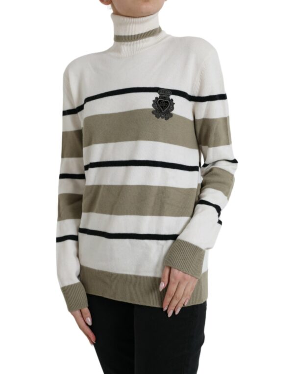 Dolce & Gabbana Italian Striped Wool Turtleneck Sweater - Image 2