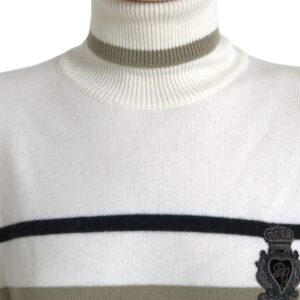 Dolce & Gabbana Italian Striped Wool Turtleneck Sweater