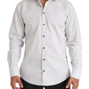 Dolce & Gabbana Elegant White Striped Cotton Dress Shirt