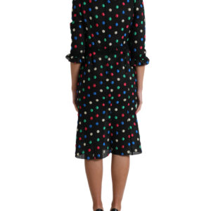 Dolce & Gabbana Elegant High Neck Polka Dot Midi Dress