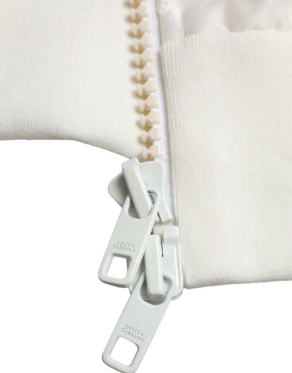 Dolce & Gabbana Elegant White Silk Bomber Jacket - Image 7