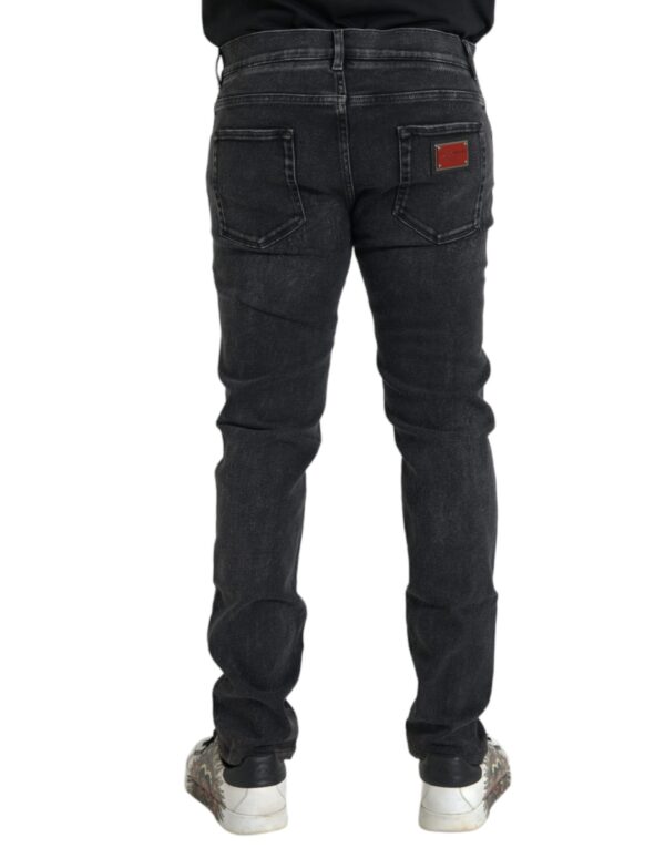 Dolce & Gabbana Gray Cotton Stretch Skinny Denim Logo Jeans - Image 3