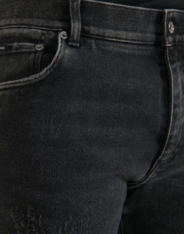 Dolce & Gabbana Gray Cotton Stretch Skinny Denim Logo Jeans - Image 4