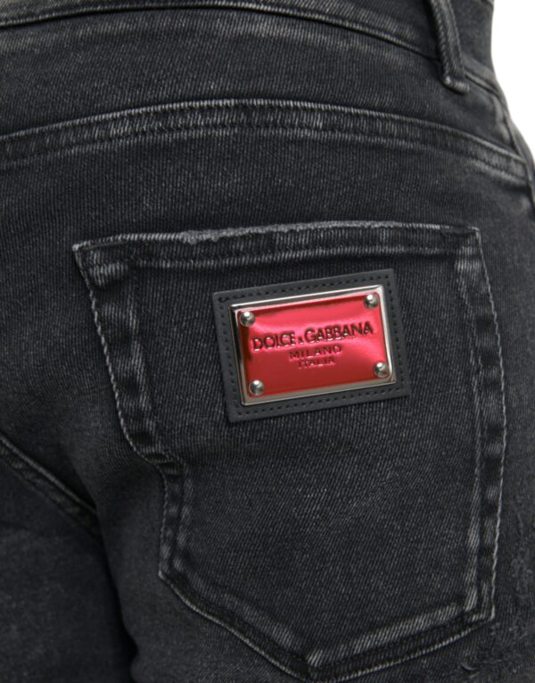 Dolce & Gabbana Gray Cotton Stretch Skinny Denim Logo Jeans - Image 5