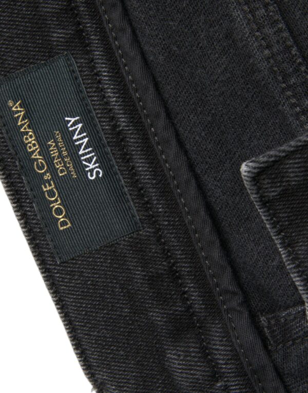 Dolce & Gabbana Gray Cotton Stretch Skinny Denim Logo Jeans - Image 7