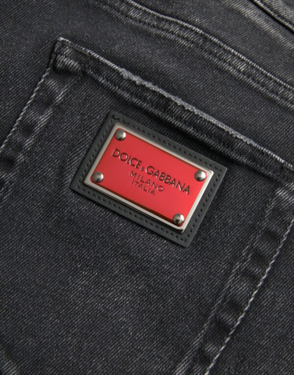 Dolce & Gabbana Gray Cotton Stretch Skinny Denim Logo Jeans - Image 8