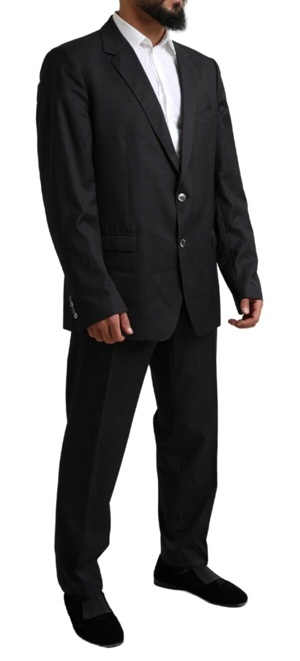 Dolce & Gabbana Elegant Black Virgin Wool Martini Suit - Image 2