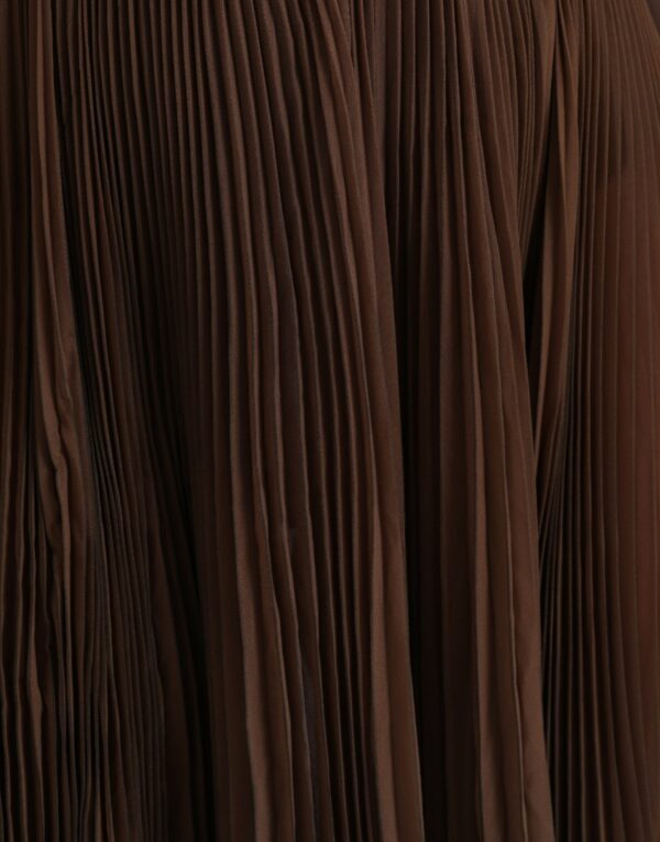 Dolce & Gabbana Brown Polyester Pleated High Waist Midi Skirt - Image 5