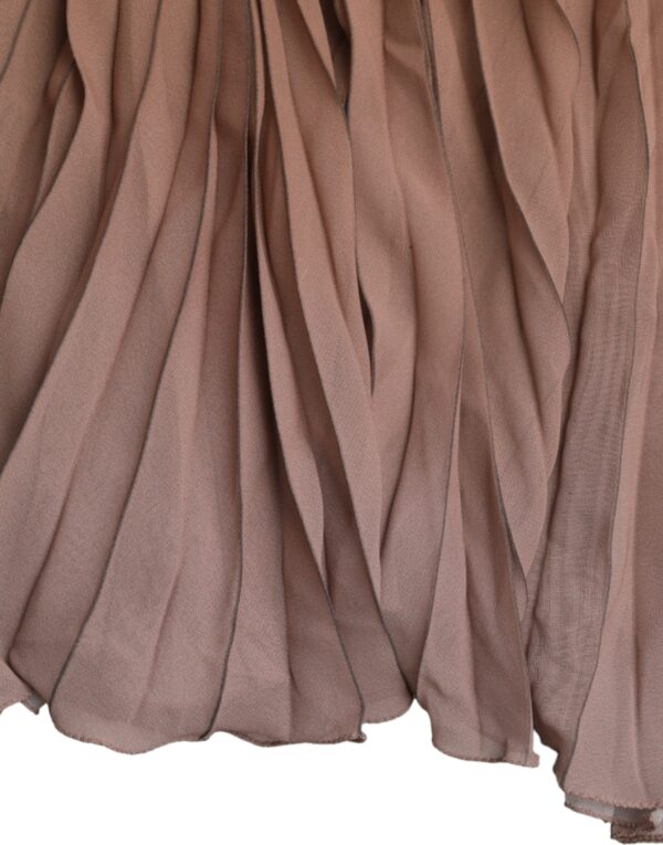 Dolce & Gabbana Brown Polyester Pleated High Waist Midi Skirt - Image 6