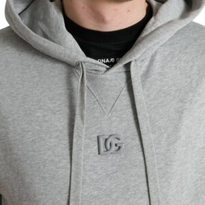 Dolce & Gabbana Chic Gray Logo Hooded Cotton Sweater