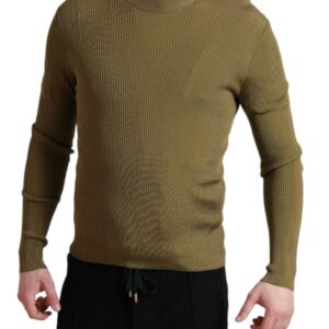 Dolce & Gabbana Army Green Viscose Crew Neck Sweater