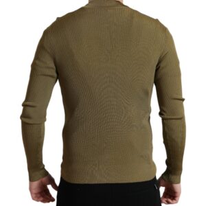 Dolce & Gabbana Army Green Viscose Crew Neck Sweater