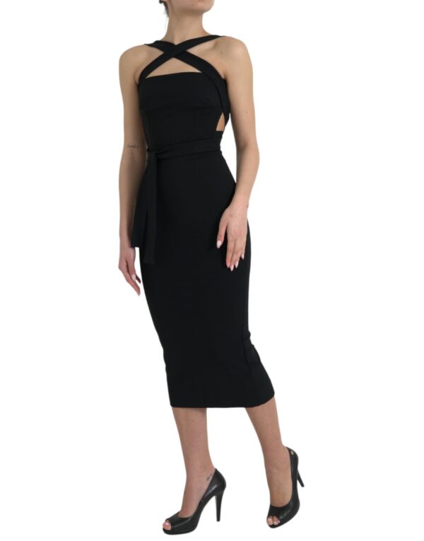 Dolce & Gabbana Elegant Black Sheath Halter Midi Dress - Image 2