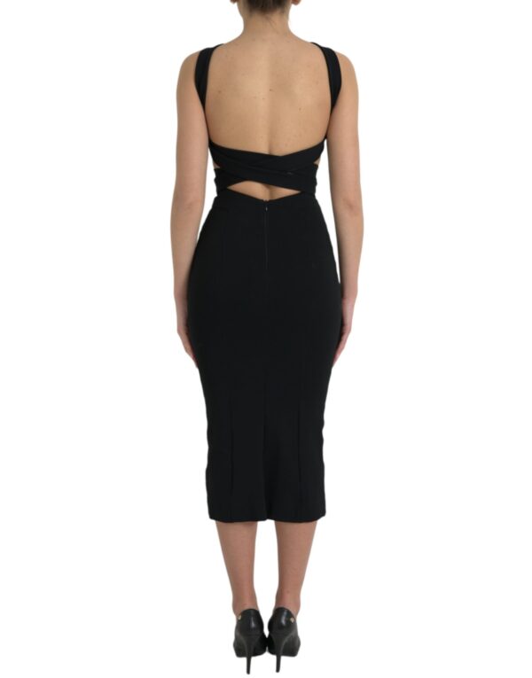 Dolce & Gabbana Elegant Black Sheath Halter Midi Dress - Image 3