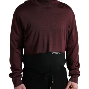 Dolce & Gabbana Maroon Turtleneck Viscose Sweater