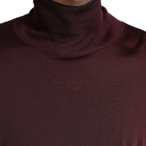 Dolce & Gabbana Maroon Turtleneck Viscose Sweater