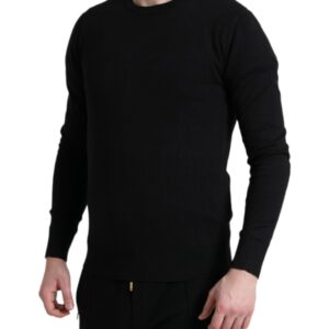 Dolce & Gabbana Elegant Black Cotton Crewneck Pullover Sweater