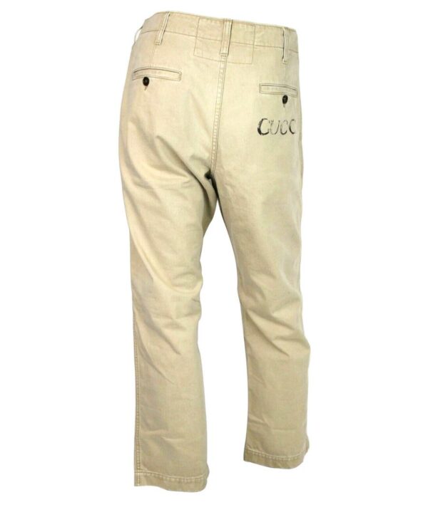 Light Brown Washed Cotton Pant Gucci Print - Image 4