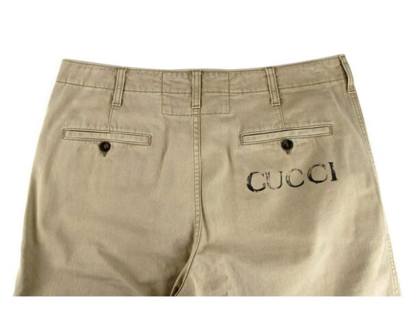 Light Brown Washed Cotton Pant Gucci Print - Image 7