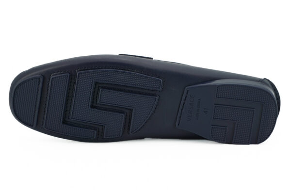 Versace Elegant Navy Blue Calf Leather Loafers - Image 5