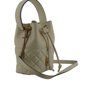 Versace Elegant Small White Leather Bucket Shoulder Bag