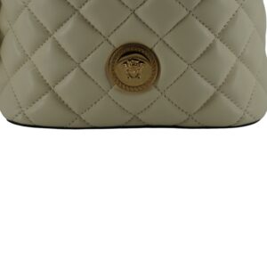 Versace Elegant Small White Leather Bucket Shoulder Bag