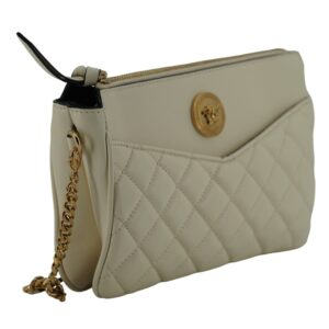 Versace Elegant White Lamb Leather Crossbody Pouch