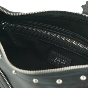 Versace Elegant Black Leather Hobo Shoulder Bag