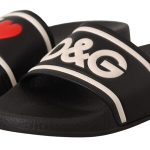 Dolce & Gabbana Elegant Black Leather Slide Sandals for Her