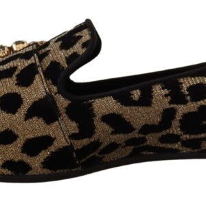 Dolce & Gabbana Elegant Leopard Crystal Gem Loafers