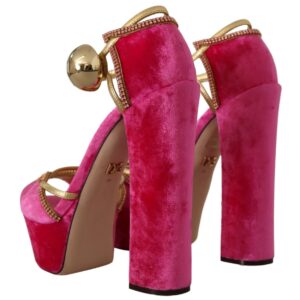 Dolce & Gabbana Ethereal Pink Velvet Crystal Sandals