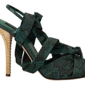 Dolce & Gabbana Elegant Green Python Strappy Heels