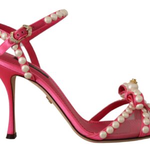 Dolce & Gabbana Elegant Pink Pearl Embellished Heels Sandals