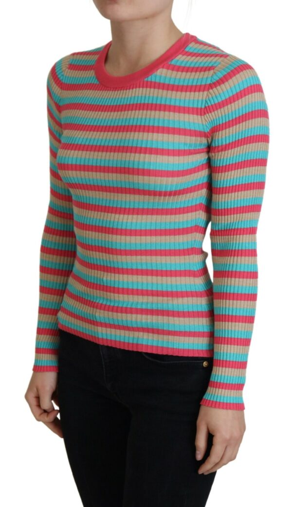 Dolce & Gabbana Elegant Striped Silk Crewneck Pullover - Image 2