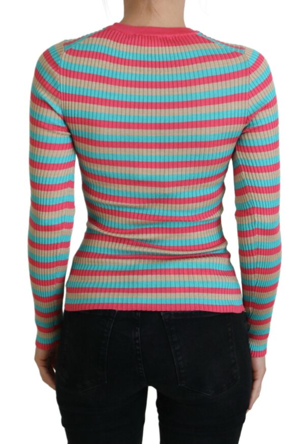 Dolce & Gabbana Elegant Striped Silk Crewneck Pullover - Image 3