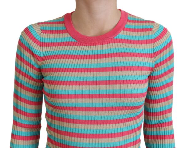 Dolce & Gabbana Elegant Striped Silk Crewneck Pullover - Image 4