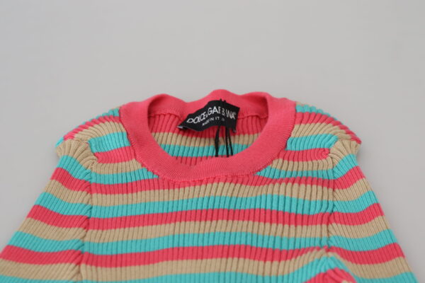 Dolce & Gabbana Elegant Striped Silk Crewneck Pullover - Image 5