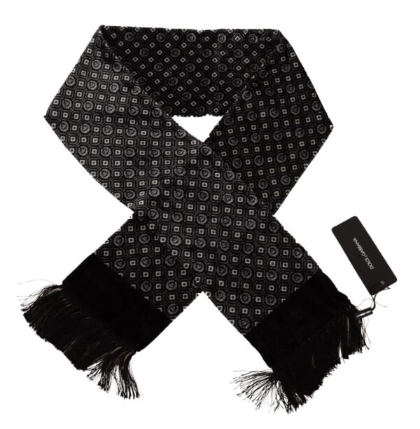 Dolce & Gabbana Elegant Black Geometric Silk Blend Scarf - Image 3